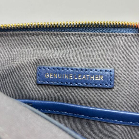 Lori Goldstein Leather Large Envelope Navy Snake Print Pouch Womens NWOT - Picture 7 of 10